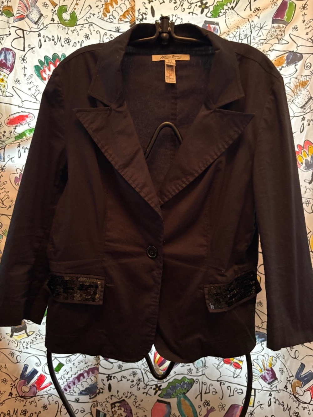 Katherine Barclay one button sequin blazer